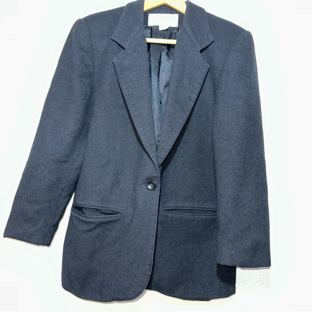 Fundamental Things Vintage Wool Blazer Women’s Black 10P Shoulder Pads‎ Career